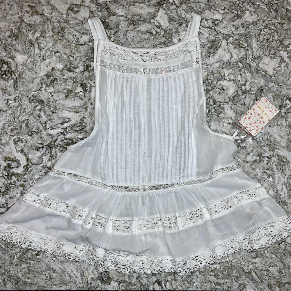 Free People White Romantic Sleeveless Blouse